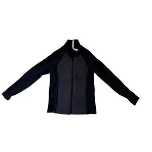 Athleta Women's Black Zip Jacket w/ Quilted Front - Size Large